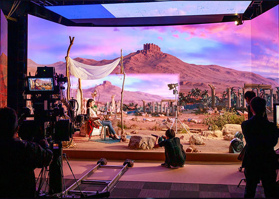 7680Hz การสร้างภาพเสมือนจริงสตูดิโอน้ำหนักเบา XR Hd Led Video Wall P1.95 P2.6 P2.5