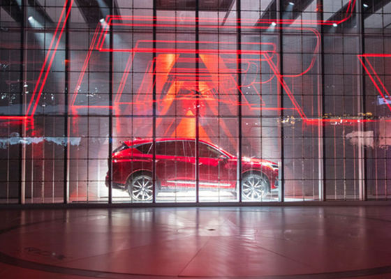 ความสว่างสูงในร่มกลางแจ้ง SMD P2.84 P20 ตาข่ายวิดีโอผนังกระจกสีเต็มรูปแบบ