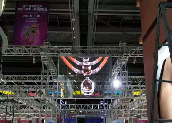 ร่ม P10 โปร่งใสจอแสดงผล LED ผนังวิดีโอแก้วน้ำหนักเบา 9216 Dos / Sqm