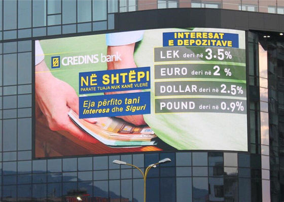 ความสว่างสูงโฆษณากลางแจ้งหน้าจอแสดงผล LED หน้าจอวิดีโอโค้ง