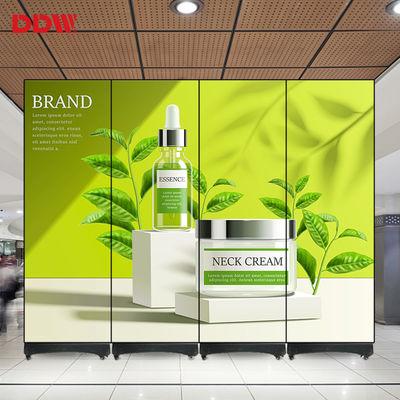 โฆษณาวิดีโอดิจิตอล LED กระจกหน้าจอแบบพกพาบางเฉียบในร่ม P1.75 P2 P2.5