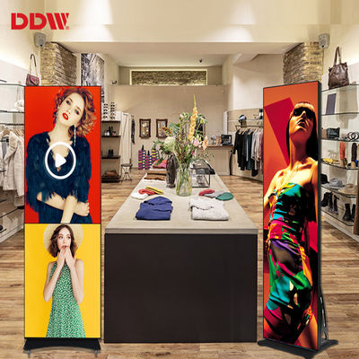 โฆษณาวิดีโอดิจิตอล LED กระจกหน้าจอแบบพกพาบางเฉียบในร่ม P1.75 P2 P2.5